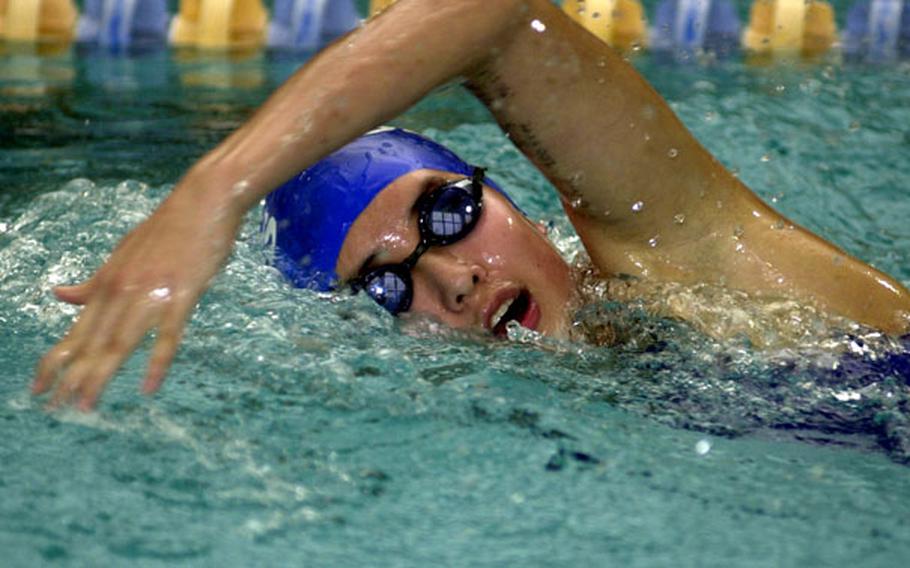 Seoul American sophomore Sarah Yance swims the 200-meter freestyle during Sunday&#39;s events in the 2005 American Swim Council in Japan&#39;s Junior Olympic Swim Meet in Tokyo. Yance finished 13th in 2 minutes, 29.67 seconds.