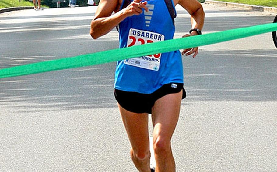 Jaqueline Chen, a podiatrist at the Landstuhl Regional Medical Center, was the top women’s finisher Saturday in the Army 10-Miler European qualifier.