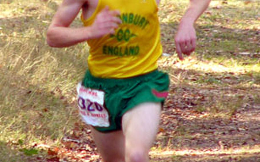 Landon Kemp of Alconbury won his second European Small Schools championship, covering the 5-kilometer course in 17 minutes, 16 seconds.