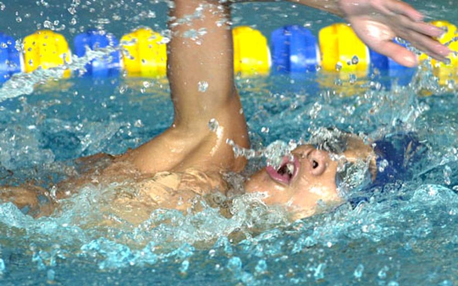 Timothy Castillo of the Okinawa Dolphins, on the way to a sixth-place finish in the boys 11- to 12-year-old 200-meter freestyle.
