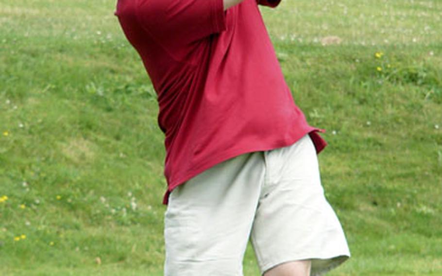 Three-time Army-Europe champion Jeffrey Hallauer of Heidelberg, Germany, shot a 73 on Tuesday and a 76 on Wednesday to win the tournament by 17 strokes.