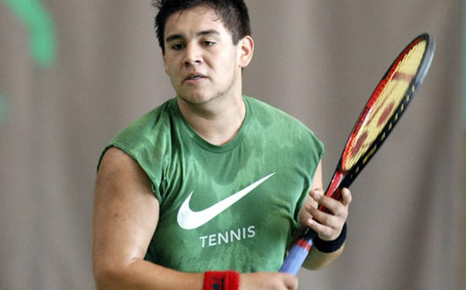 Top seeded Nick Garcia of Heidelberg (above) reached the boys final with a 6-0, 6-1 victory over Ramstein’s Sean Stokstad.