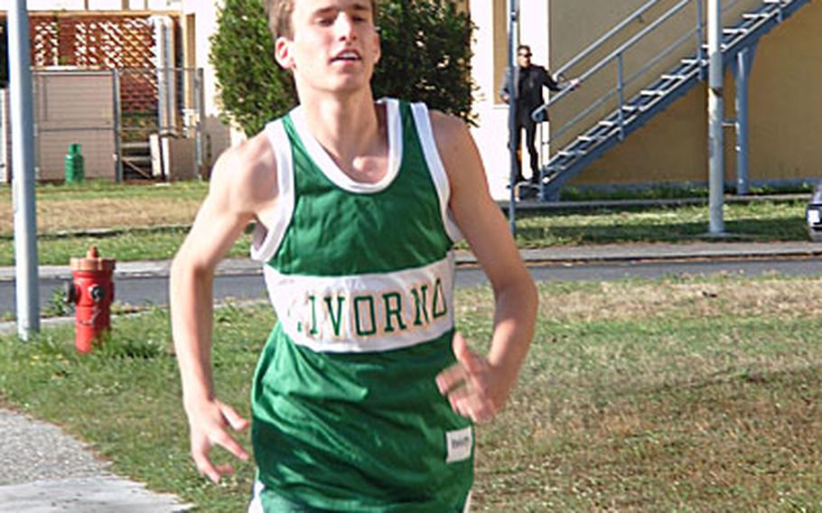 Jacob Denkins, competing in just his third track meet, won the 1,500 and 3,000 meter runs Saturday in the last athletic contest ever for the school. The school on Camp Darby closes at the end of the school year, and it does not have soccer or softball teams.