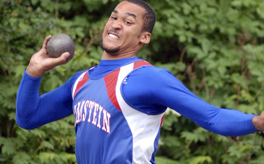 Ramstein&#39;s Marcus Cherry won the shot put with a throw of 43-11¾.