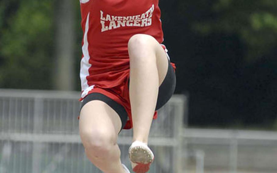 Lakenheath freshman Taylor Wright won the girls triple jump with a leap of 34-9¼.