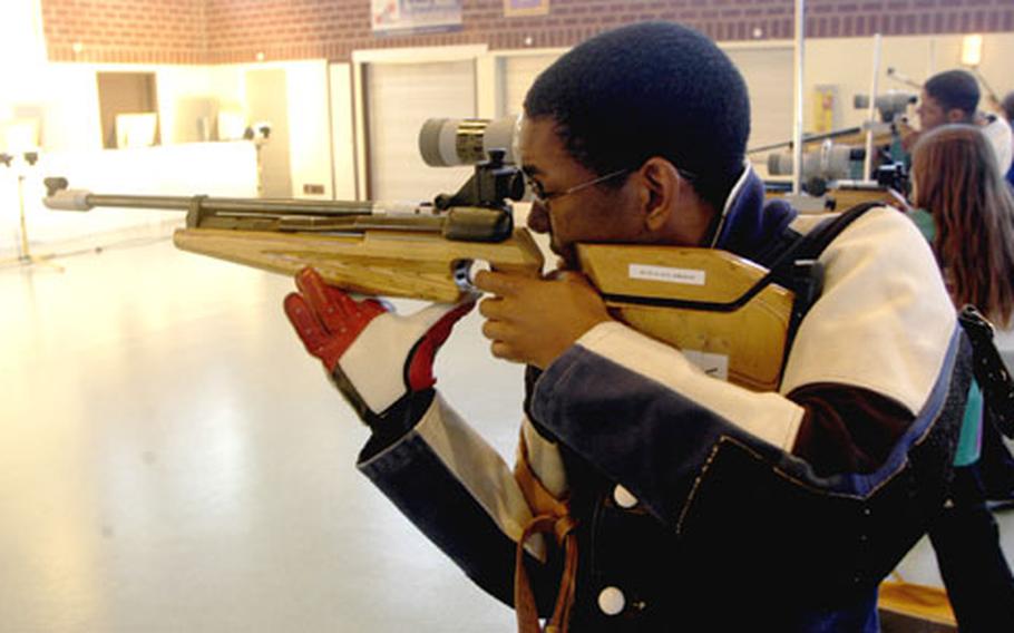 Lee Hillmon of Heidelberg takes aim during the USAREUR/DODDS Rifle Championships.