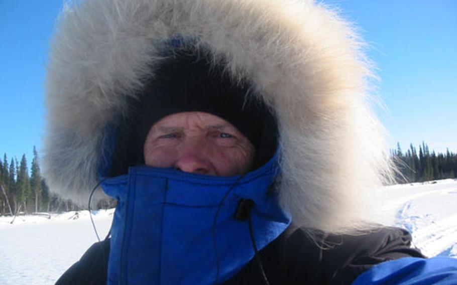 Master Sgt. Rodney Whaley snaps a photo of himself along the 2008 Iditarod trail.