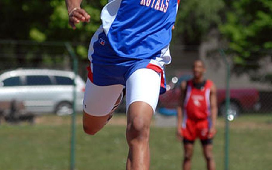 Ramstein&#39;s Lewis Lott soared 40 feet, one-half inch to win the triple-jump.