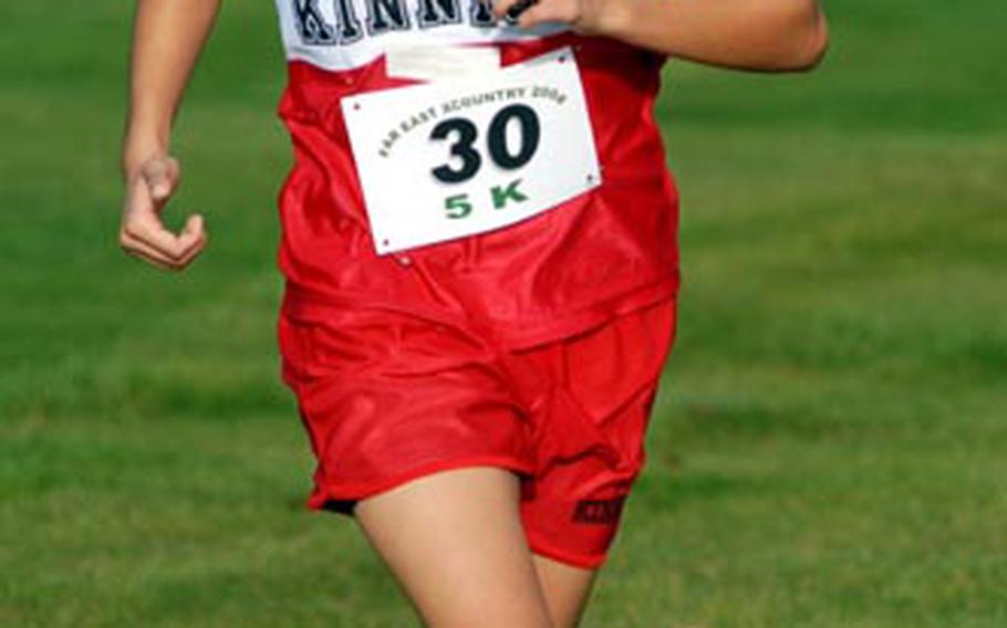 Nile C. Kinnick senior Nadine Mulvany earned her second gold medal in 20 minutes, 36 seconds, and Kinnick became the first DODDS-Pacific school in meet history to win three straight 3.1-milers; Gee Mi Jorde won the race in 2007.