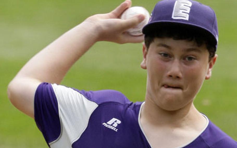 Ramstein AFB, Germany pitcher Cannon Byrd throws in the first inning against Taoyuan, Taiwan in Little League World Series baseball pool play in South Williamsport, Pa., Friday.