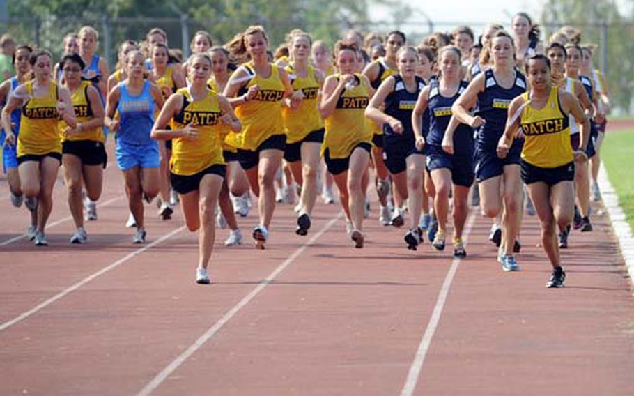 A new season gets underway with the start of the girls&#39; cross country race gets underway in Wiesbaden, Germany, on Saturday. Frankfurt International School&#39;s Natalie Pecoraro won the race in 21:41 ahead of Patch&#39;s Katherine Castro and Oliva Darrow of Heidelberg.