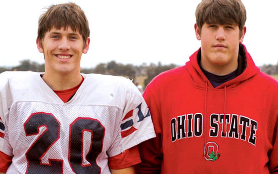 Alex, left, and Paul Federinko have played on the Lakenheath High School varsity team together for two years.