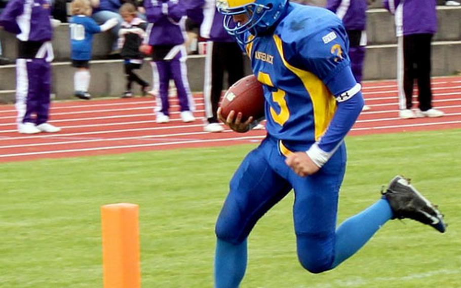 Ansbach&#39;s Alex Moya carried 17 times for 164 yards and three touchdowns in a 44-6 victory over Mannheim on Saturday as the Cougars advanced to the next round of the Division II playoffs.