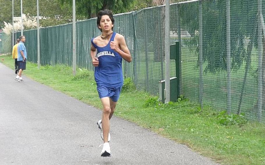 Jose Serna, a freshman from Sigonella High School, is one of the runners the Sigonella cross country team is counting on this season. He finished ninth overall in Saturday's meet against Naples.
