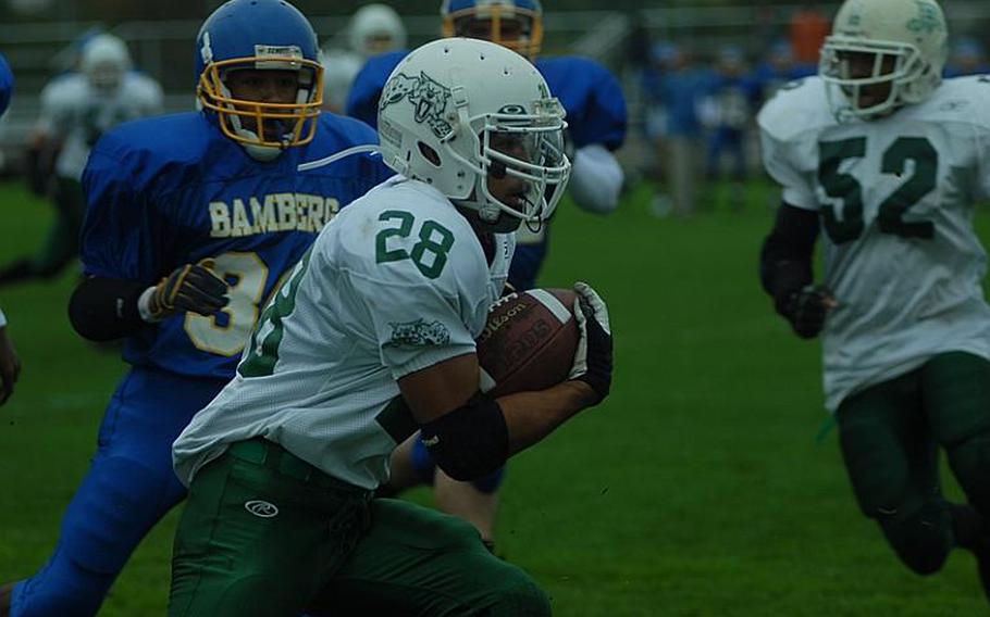 Naples senior Kyle Smigleski runs up the field Saturday against Bamberg. Smigleski ran 110 yards on 18 carries and scored two touchdowns for Naples, which couldn't hold onto a 21-point first-half lead against the Barons in Bamberg Saturday. Bamberg won 26-21.