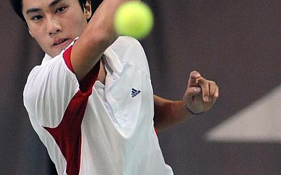 ISB's Patrick Tan, the tourney's second seed, advanced to Saturday's boys final at the DODDS-Europe tennis championships in Wiesbaden, Germany, with a 7-6 (7-2), 6-1 win over Nikolay Gospodinov of SHAPE, the defending champ.