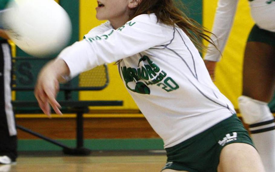 Daegu American senior middle blocker Kristina Bergman helped lead her Warriors to their second straight Far East Division II Tournament title and their third in five years. Bergman became the first DODDS-Pacific player to be named MVP of a Far East volleyball tournament two straight years and All-Far East for four straight. She shares Stars and Stripes' Pacific high school girls volleyball Player of the Year honors with Seoul American's Liz Gleaves.