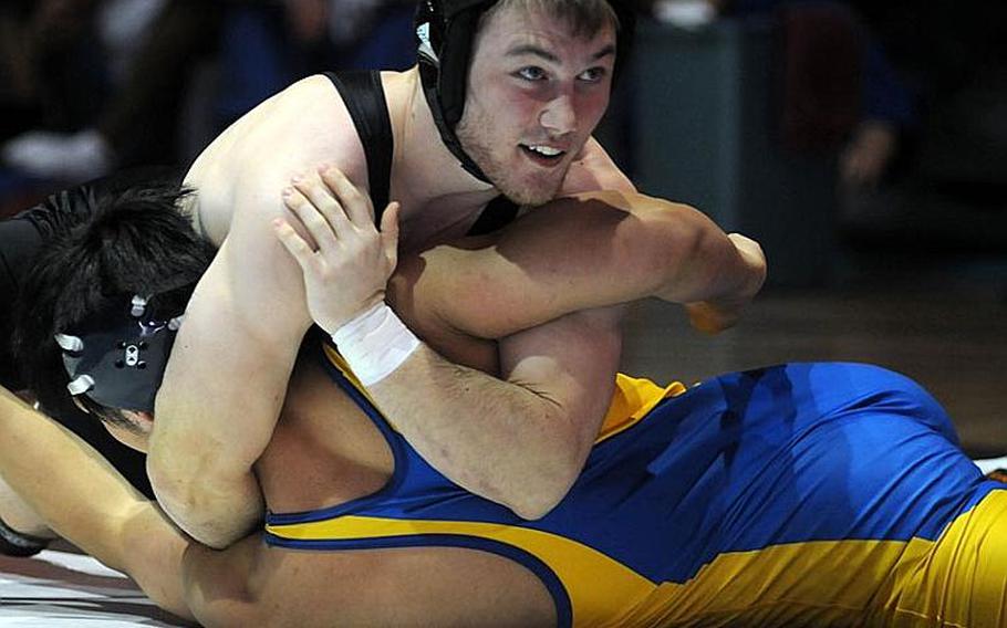 Three-time Far East gold medalist Michael Spencer won 26 of his 27 bouts by pin, his quickest in 12 seconds and spent an average of 40 seconds on the mat per bout. He led Zama American to its first Far East tournament team titles of any kind since 1982, a sweep of the individual-freestyle and dual-meet team titles in last month's tournament at Camp Humphreys, South Korea.