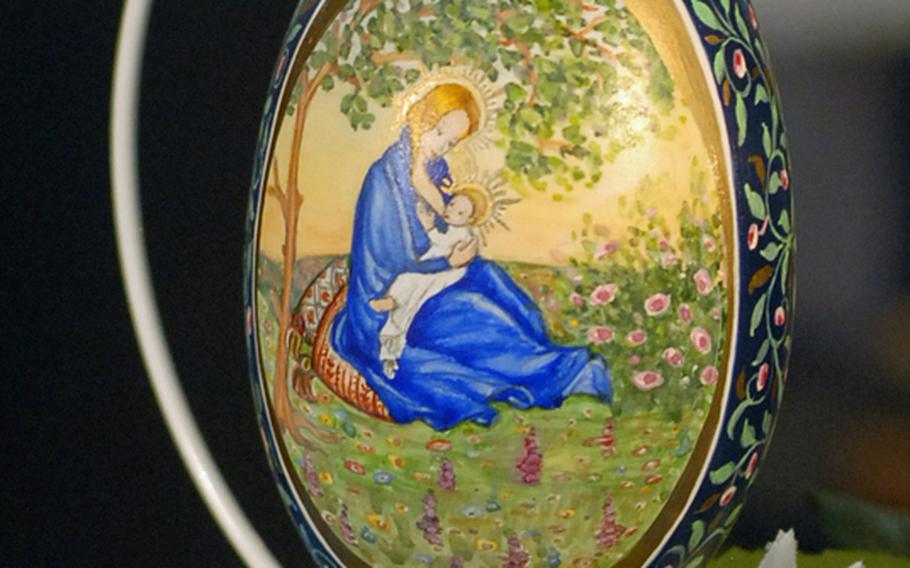 The Madonna and Child painted on an Easter Egg  at Germany's Kloster Eberbach.