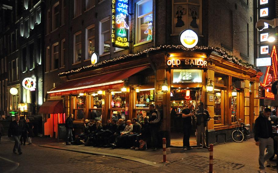The Old Sailor Pub is a popular drinking hole in Amsterdam's red-light district.