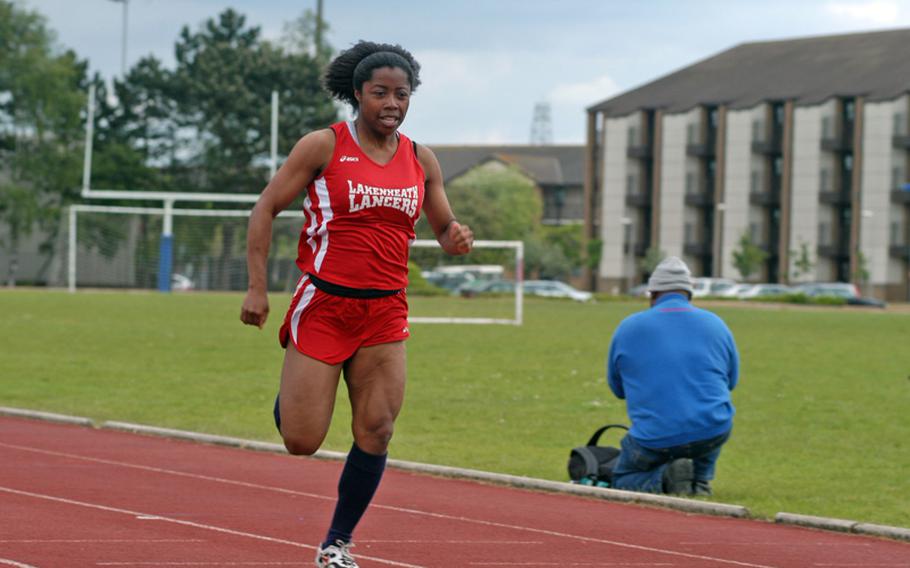 Lakenheath's Jasmin Walker finished the 100 meter dash with a time of 12.23 seconds Saturday in her final tune-up for the European Track and Field Championships. She has qualified for six individual events, including 100 meters, a race she is determined to win after finishing second last year.