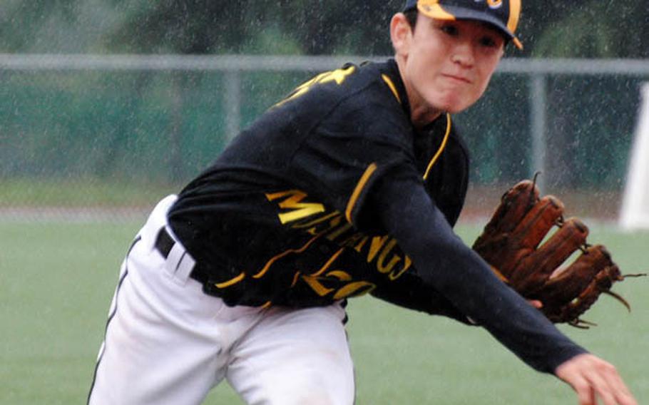 Mustangs right-hander Justin Novak delivers against Kadena during Thursday's championship game in the 2011 Far East High School Baseball Tournament at Camp Walker, South Korea. ASIJ captured its first Far East crown in its tournament debut, beating the Panthers, 11-9. 