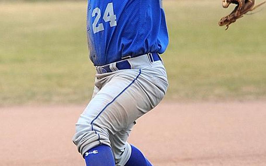 Rota's Gannon Soares was the winning pitcher in Rota's 8-6 victory over Sigonella on opening day of the DODDS-Europe Division III baseball championships.