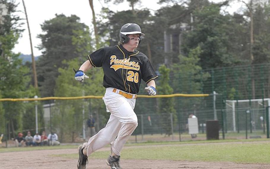 Patch junior Dylan Measells charges into third during the Division I championship game between Patch and Ramstein.  Patch repeated as champions with a 8-7 victory.