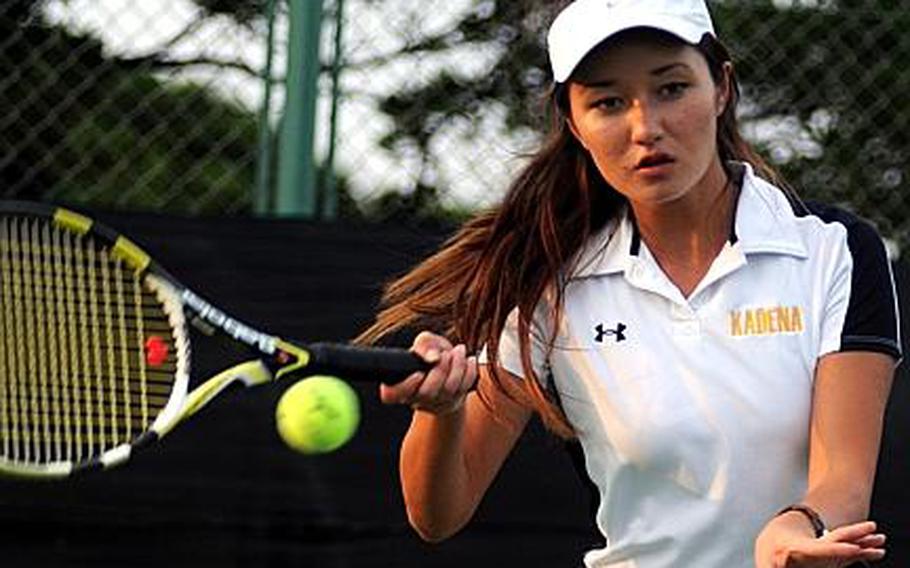 Kadena Panthers junior two-time Far East tennis tournament singles semifinalist Erika Youngdahl.