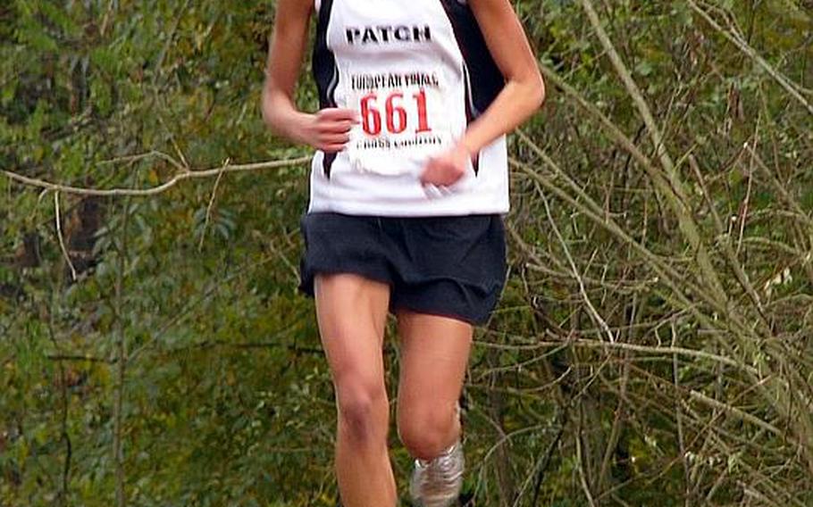 Patch's Morgan Mahlock was all alone as she headed over a small rise in the course en route to winning the DODDS-Europe cross country title last year. She will be returning for the Panthers this season.