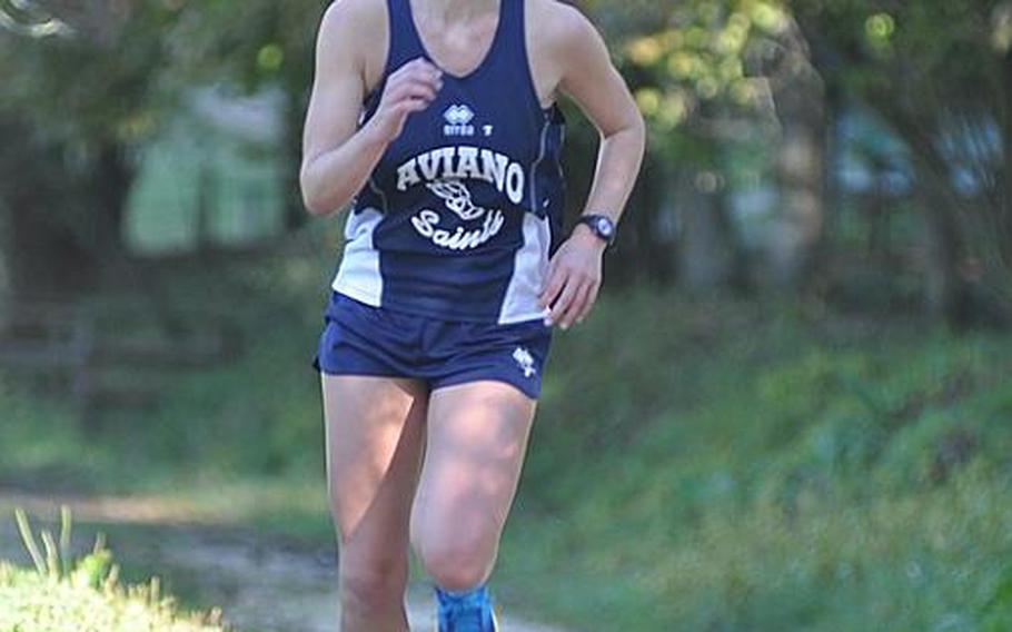 Aviano's Madeline O'Brien was the first high school runner across the finish line Saturday in a dual meet between the Saints and Naples. She finished in 22 minutes, 2 seconds.