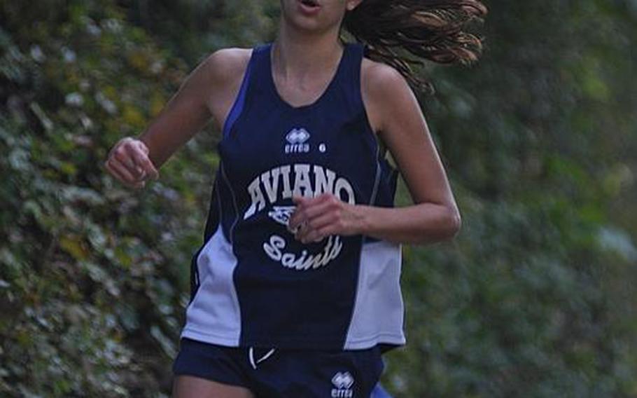 Aviano's Adrienne Bryant finished third in a dual meet between the Saints and Naples on Saturday with a time of 22 minutes, 52 seconds.