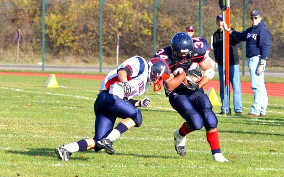 Senior Bitburg running back Austin Schmidt rumbled his way to 118 yards and two touchdowns in Bitburg's victory over Aviano.
