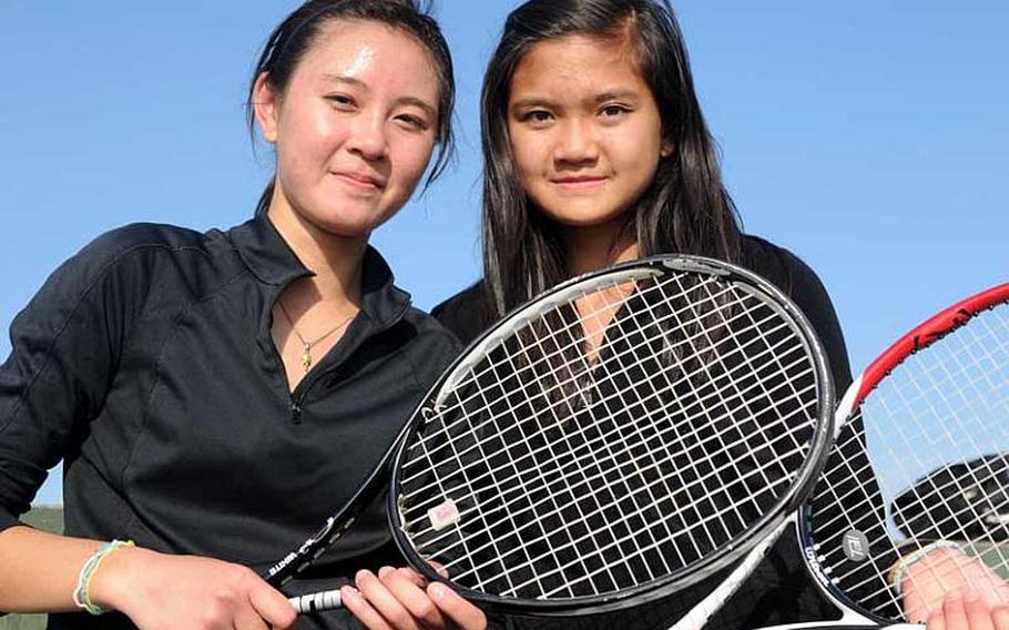 Zama American Trojans senior No. 1 singles tennis seed Tia Burke and sophomore No. 2 singles seed Natalie Burke.