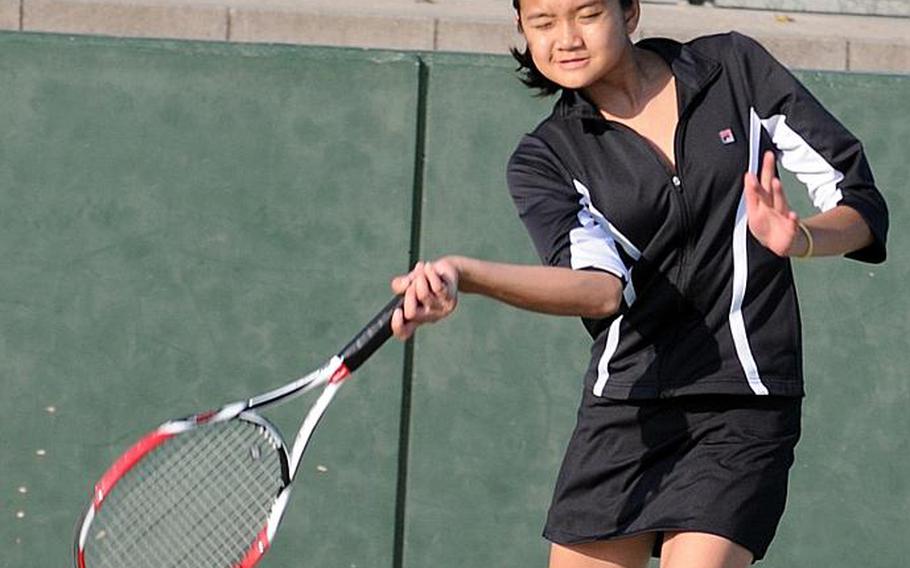 Zama American Trojans sophomore No. 2 singles seed Natalie Burke.