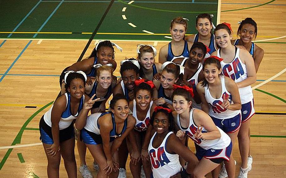 Cheerleaders from across DODDS Pacific pose for a group picture at the 2011 Far East Cheerleading Competition held at Misawa Air Base, Japan, this week.