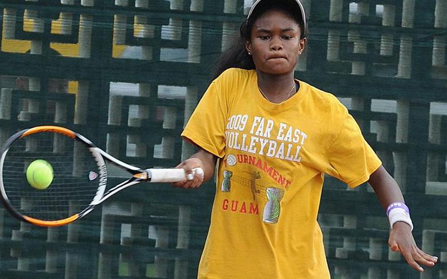 Guam High sophomore Chloe Gadsden won the Far East girls doubles titles last year with sister Amber and this season took her graduated sibling's singles crown as well.