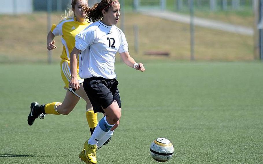 Patch midfielder Emma Murray takes the ball up the field in a game at last year's European championships. Murray will be returning for the Lady Panthers, who will be looking to defend their Division I crown.