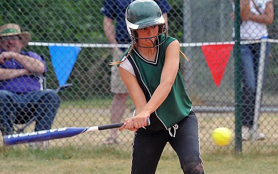 Giovanna Trigg of Naples has her eyes on the ball during last season's title game against AFNORTH. Trigg will be returning for the Wildcats as they try to defend their title when the season gets under way Saturday.