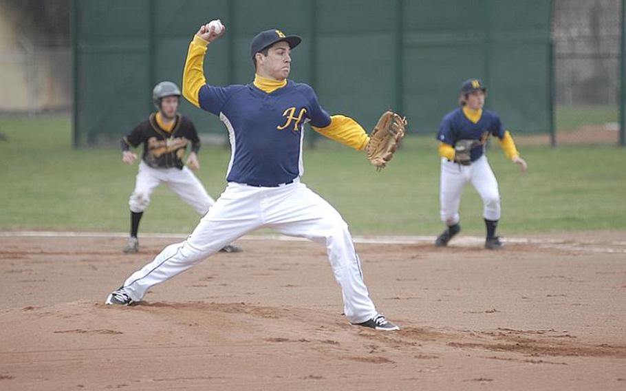 Heidelberg starter Alex Weaver pitched a strong game for the Lions on Saturday against the Patch Panthers. Weaver gave up 3 earned runs and struck out 6 Panthers.