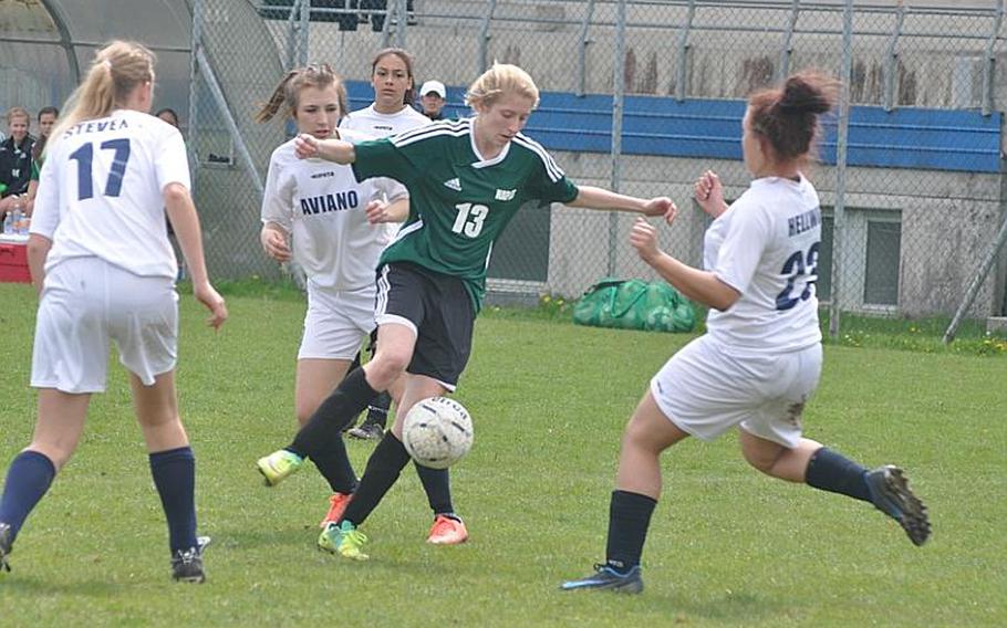 Naples' Isabella Lucy scored three times Saturday as the Wildcats topped the Aviano Saints 8-3.
