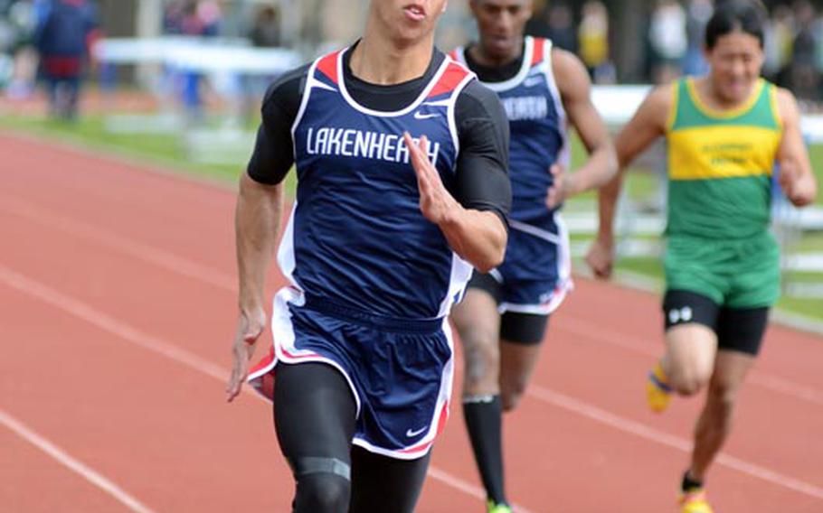 Joe Cedarstaff, a senior for the Lancers, finished first in the 100-meter dash with a time of 11.17 seconds. Cedarstaff also finished first in the 400-meter dash with a time of 53.09 seconds.