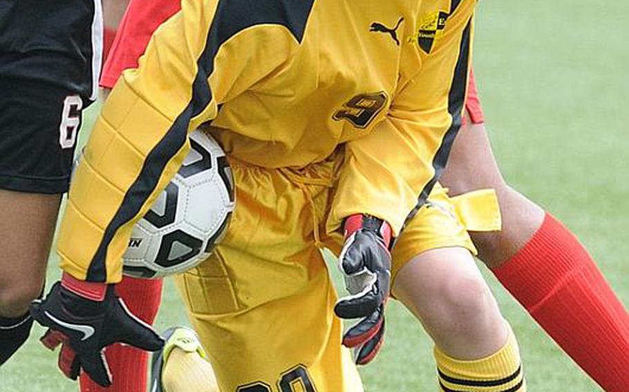 Nile C. Kinnick Red Devils freshman goalkeeper Brady Yoder has only allowed eight goals this season.