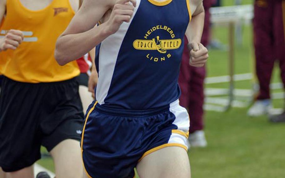 Heidelberg senior Brian Hannum finished the boys 1,600-meter run with a time of 4:35.20 on Saturday, enough to earn him first place honors in the event. Eight schools were competiting at Heidelberg.