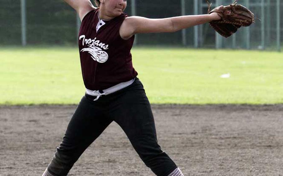 Freshman right-hander Brooklinn McElhinney, who returned to the Zama American Trojans rotation after a six-week hiatus due to a lengthy illness, was one of the reasons for the team's turnaround from 1-3 in pool play to the title in the Far East High School Girls Softball Division II tournament at Naval Air Facility Atsugi, Japan.