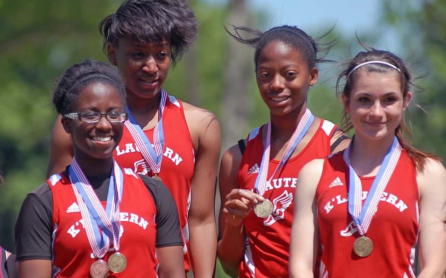 Kaiserslautern's Briana Williams, Jada Perry, Jada Bostic and Hannah McPherson won the 4 x 100-meter relay in 43.34 seconds ahead of Vilseck and Hohenfels.