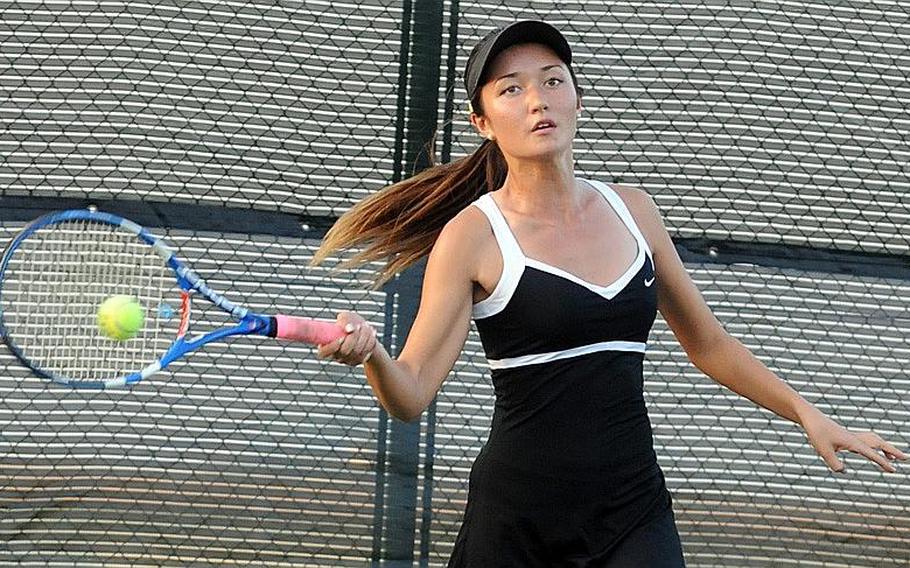 Senior Erika Youngdahl of Kadena, three-time Okinawa Activities Council singles and doubles champion.