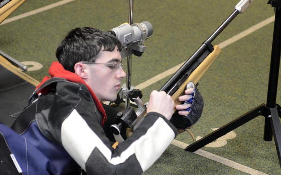 Patch sophomore Lucas Gilliland finished third overall in the individual standings during a marksmanship match on Saturday in Heidelberg. Patch shooters took the top six finishes in Saturday's competition.