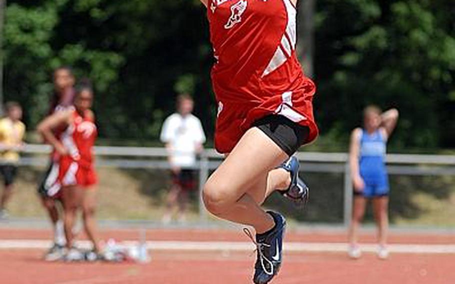 Kaiserslautern's Grace Gonzales finished second in the long jump competition at the DODDS-Europe track and field championships with a leap of 16 feet, 10 inches last season. She will be returning for the Raiders this season.