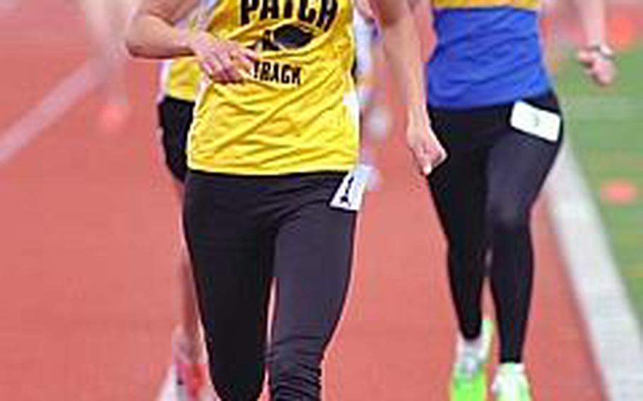 Julia Lockridge of Patch won the 800-meter race at the DODDS-Europe track and field championships at Kaiserslautern, Germany, Friday in 2 minutes 23.03 seconds, ahead of Kelly McCaskill of Ansbach and Morgan Mahlock of Patch.